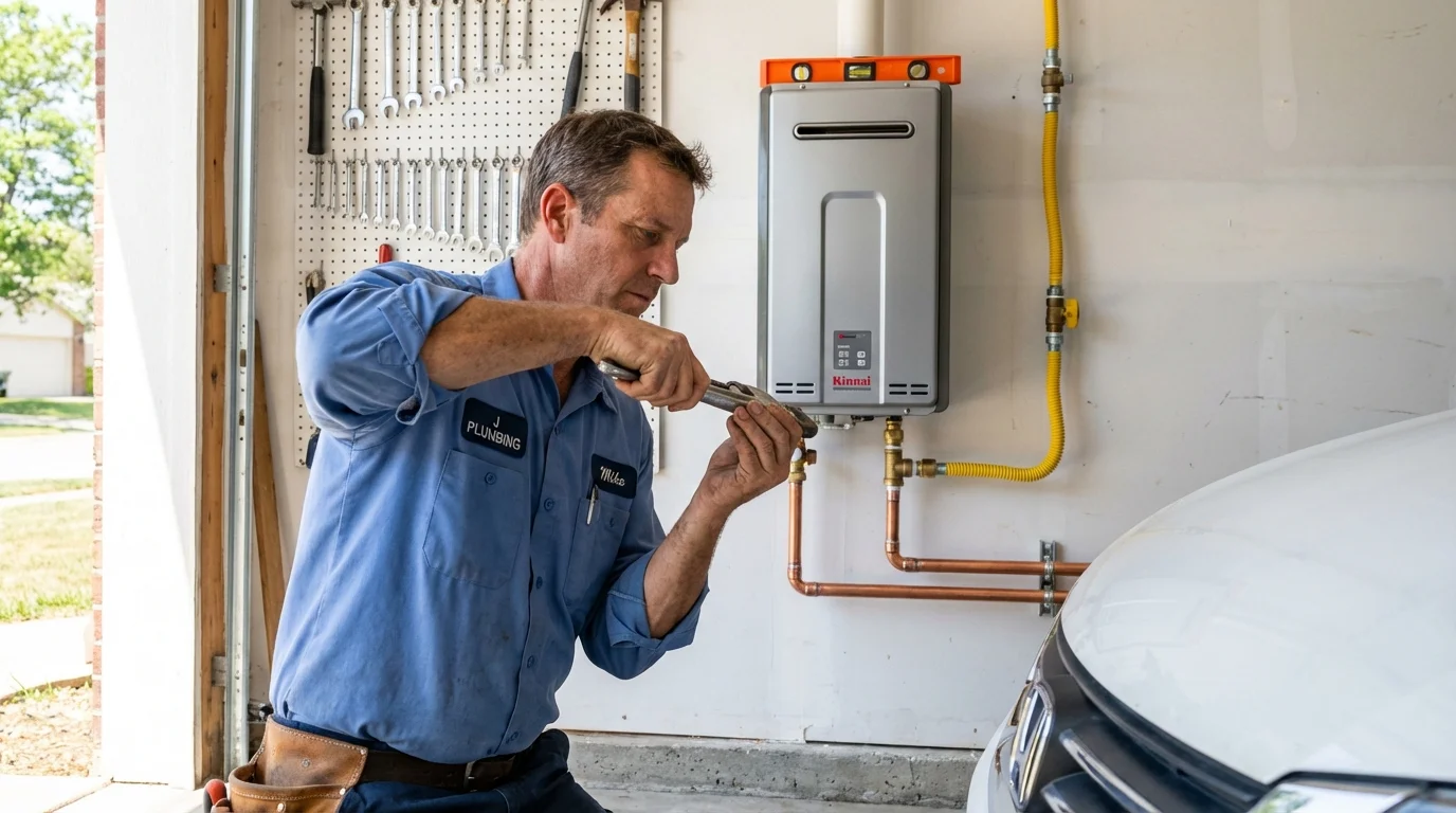 Tankless water heater installation by a Johns Plumbing LLC plumber in Lemoore